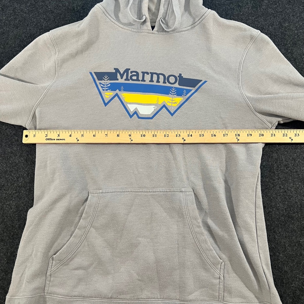 Marmot Hoodie Mens Large Gray Graphic Logo Mountain Hiking Gorpcore Pullover - Picture 6 of 7